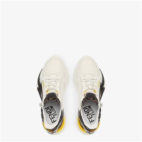 fendi flow white leather low-tops|Fendi.